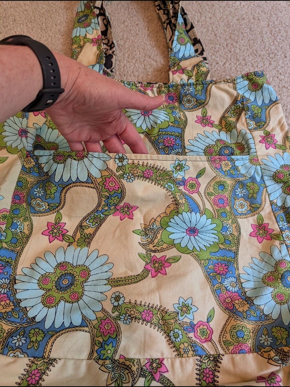 Floral Canvas Reversible Tote Bag Made In USA